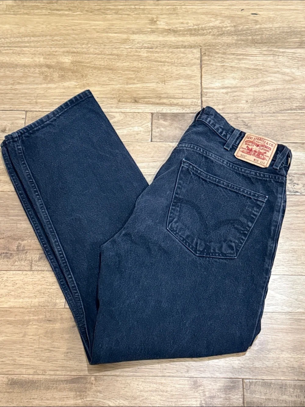 Levi Black 505 Regular Fit Jeans 38x34